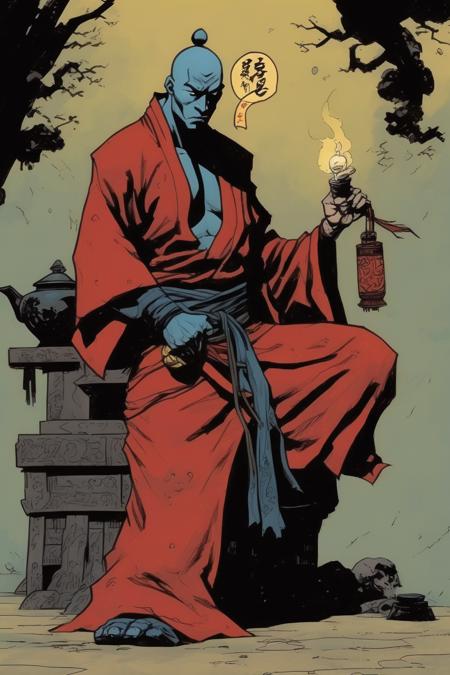 00380-2237969574-_lora_Mike Mignola Style_1_Mike Mignola Style - Shaolin monk mystic 22 years old comic page mike mignola style.png